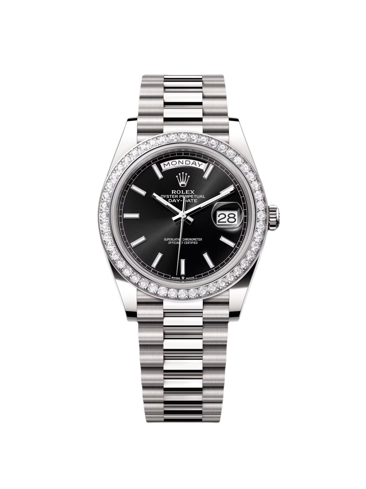 【Free Shipping】【Super Clone】RLX  Day-Date 40mm 228349RBR-0002 Bright Black Dial President Bracelet