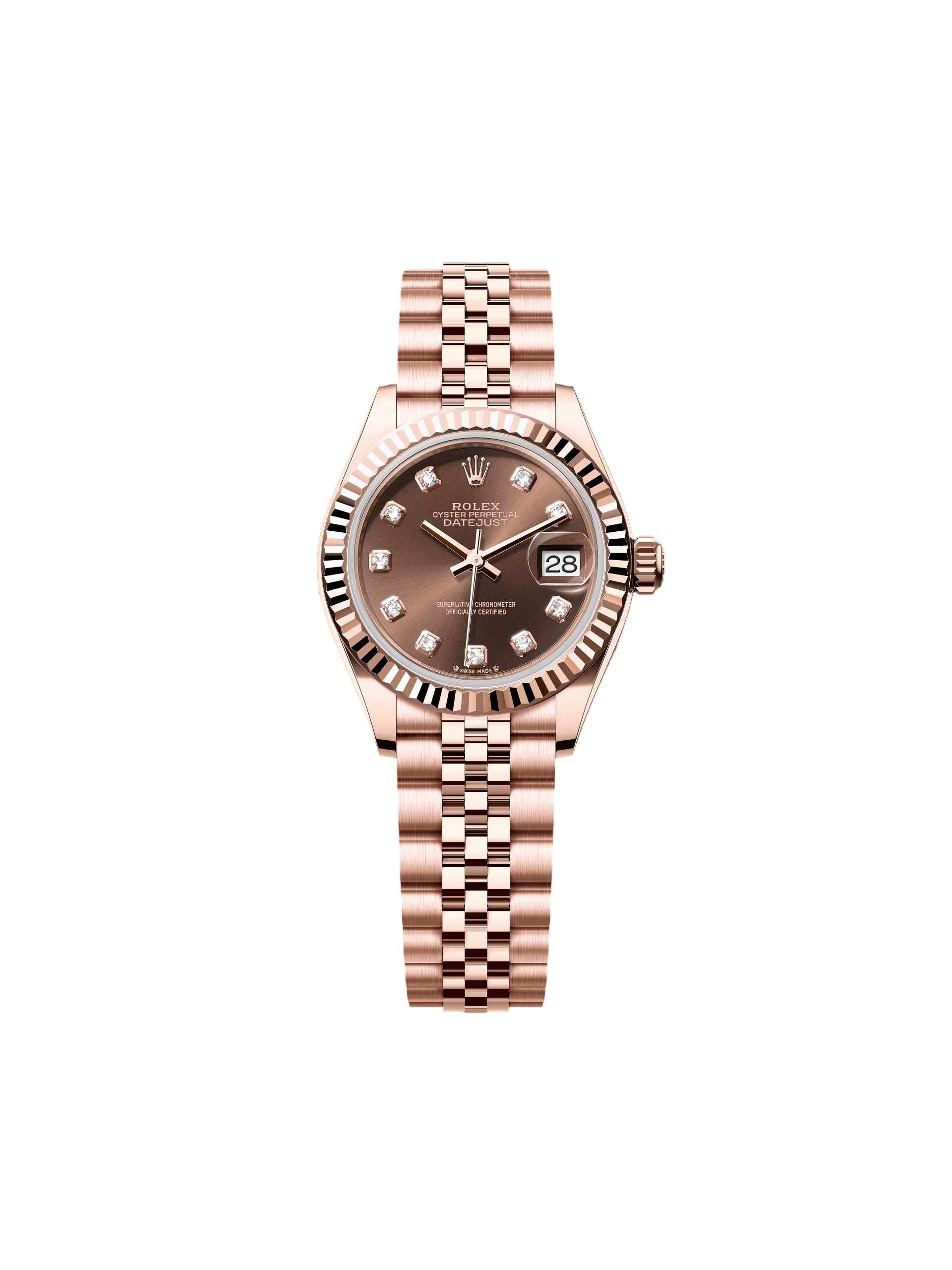 【Free Shipping】【Super Clone】RLX Lady-Datejust 28mm 279175 Chocolate Diamond-Set Dial President Everose Gold