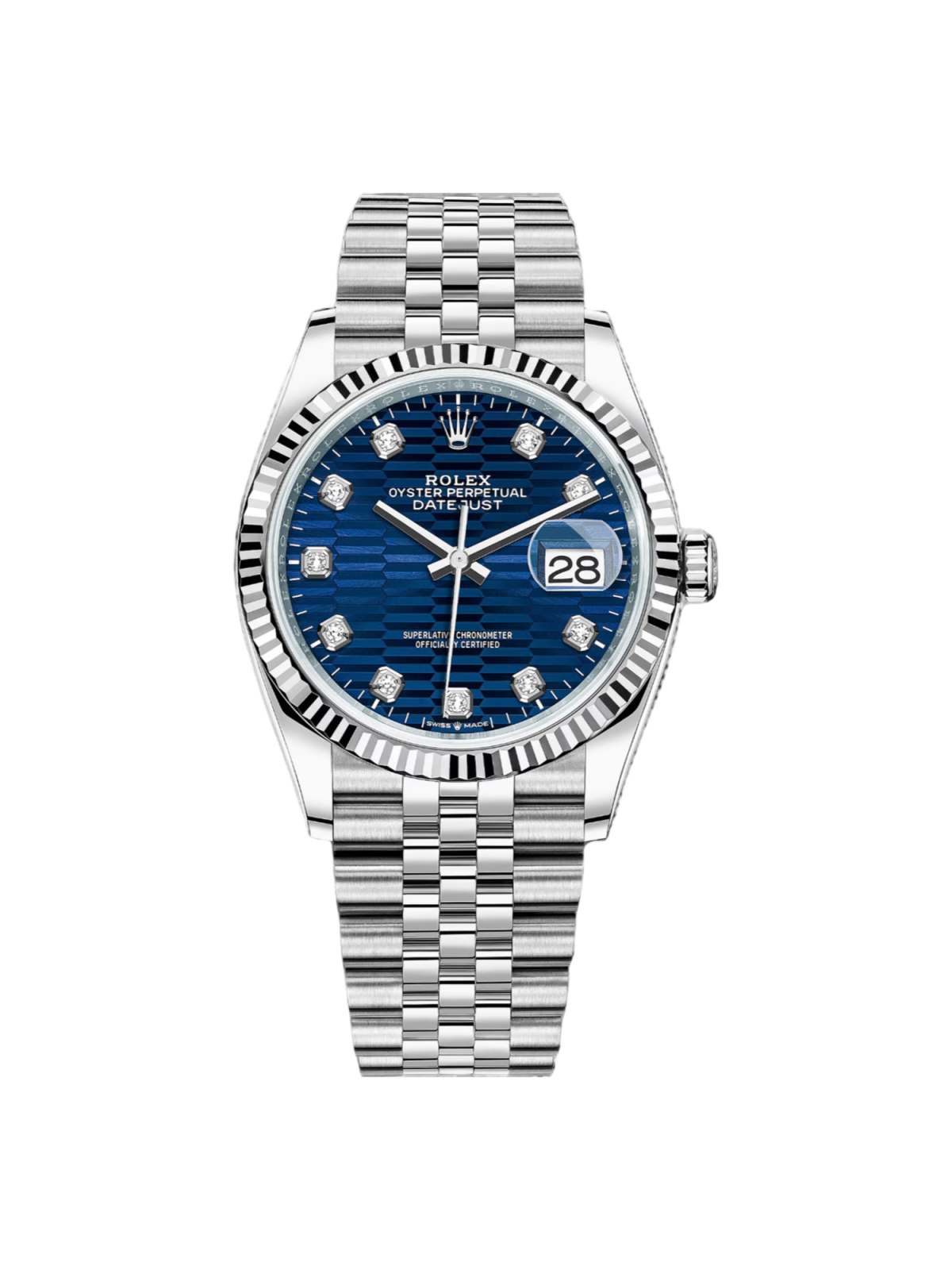 【Free Shipping】【Super Clone】RLX  Datejust 36mm 126234 Blue Fluted Motif Diamond Dial Jubilee Bracelet Watch