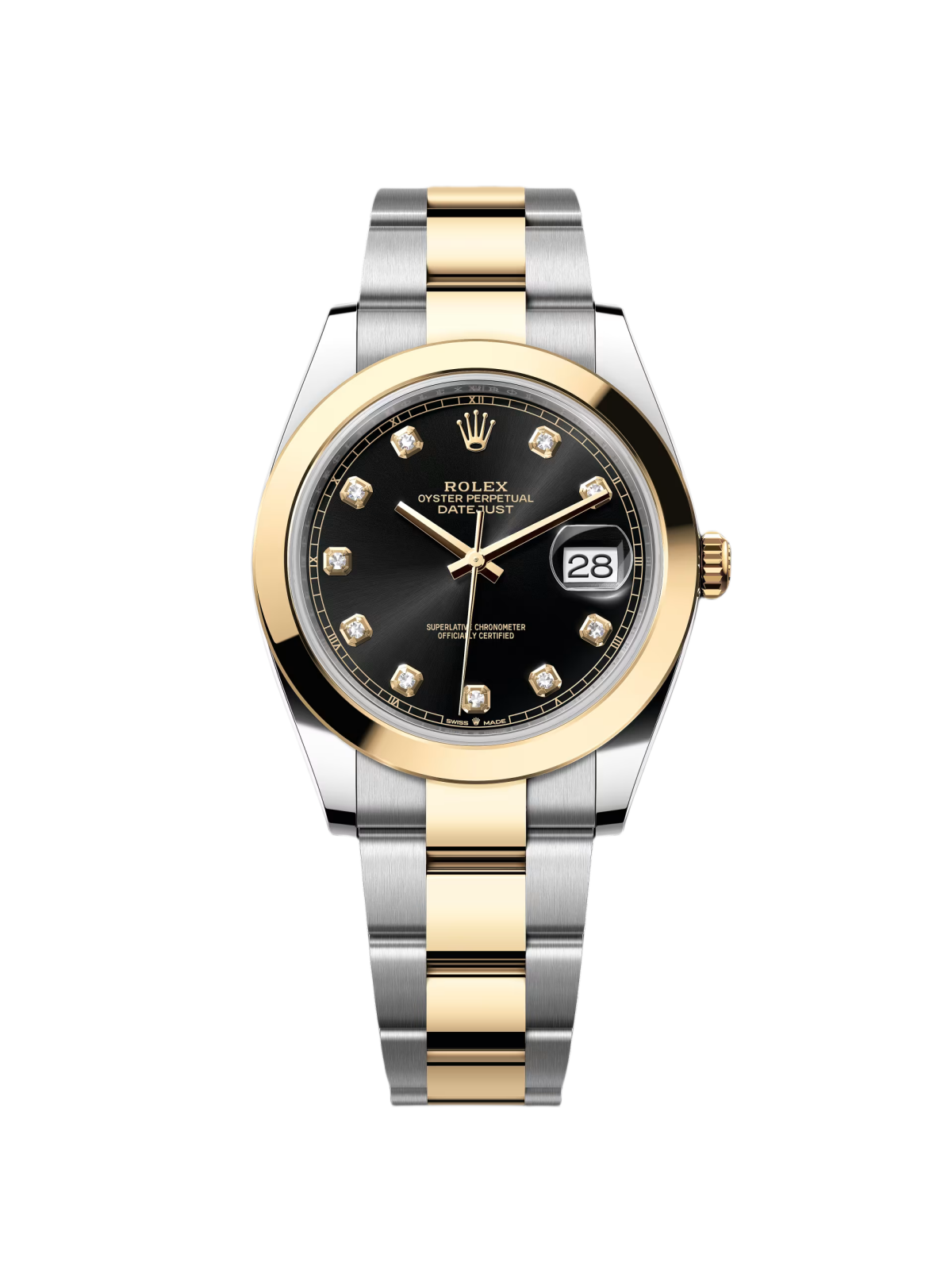 【Free Shipping】【Super Clone】RLX Datejust 41mm 126303 Black Diamond Oyster Steel and Yellow Gold Mens Watch