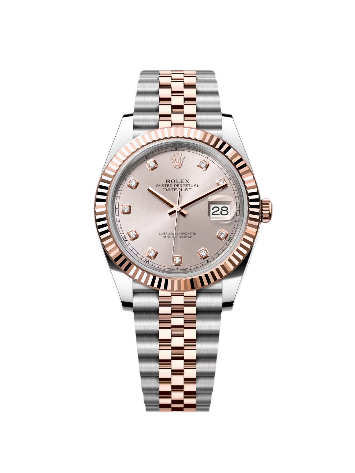 【Free Shipping】【Super Clone】RLX Datejust 41mm 126331 Sundust Diamond Jubilee Steel and Everose Gold Watch