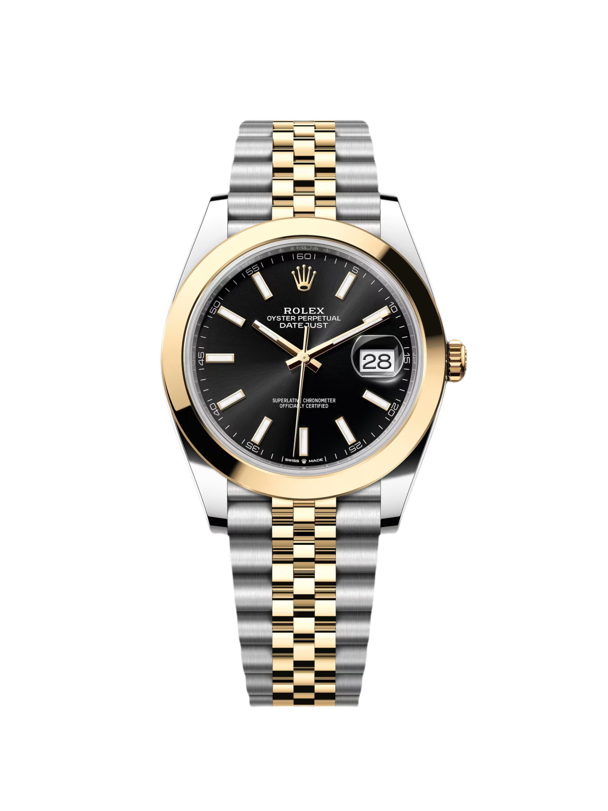【Free Shipping】【Super Clone】RLX Datejust 41mm 126303 Black Index Jubilee 41mm Steel and Yellow Gold Mens Watch