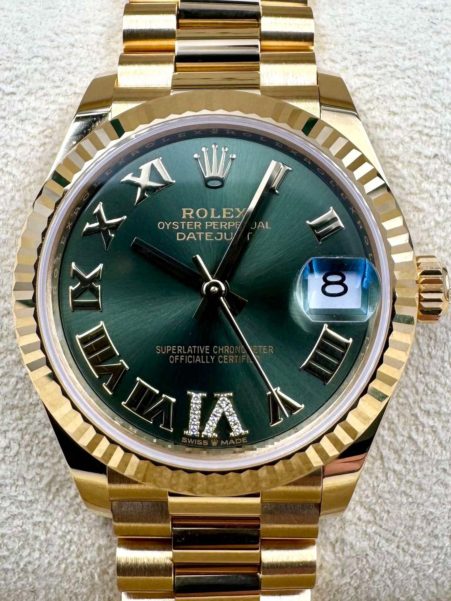 【Free Shipping】【Super Clone】RLX Datejust m278278-0030 Olive Green 31mm Dial President Bracelet Watch