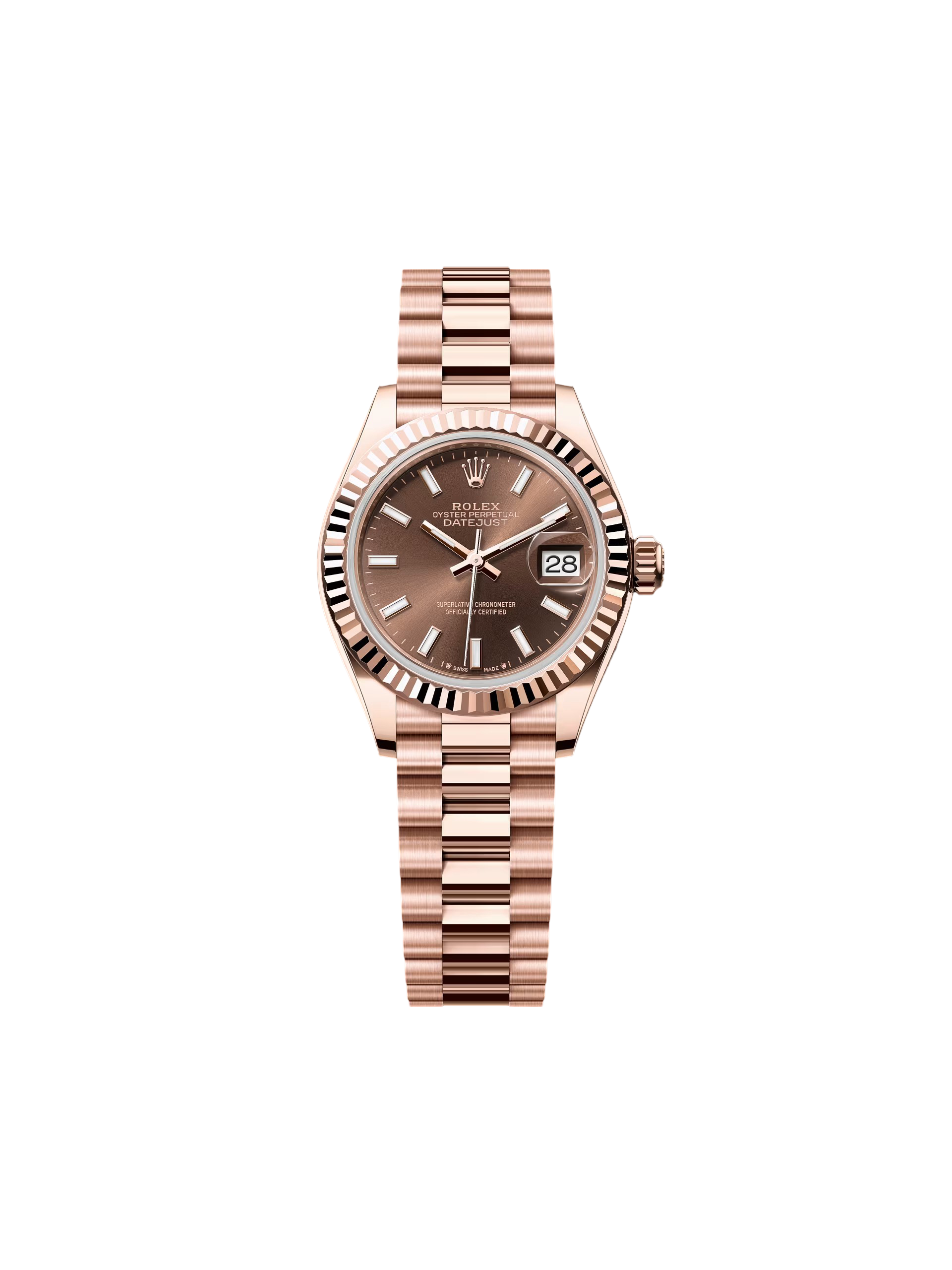 【Free Shipping】【Super Clone】RLX Lady-Datejust 28mm 279175 Chocolate Dial President Everose Gold