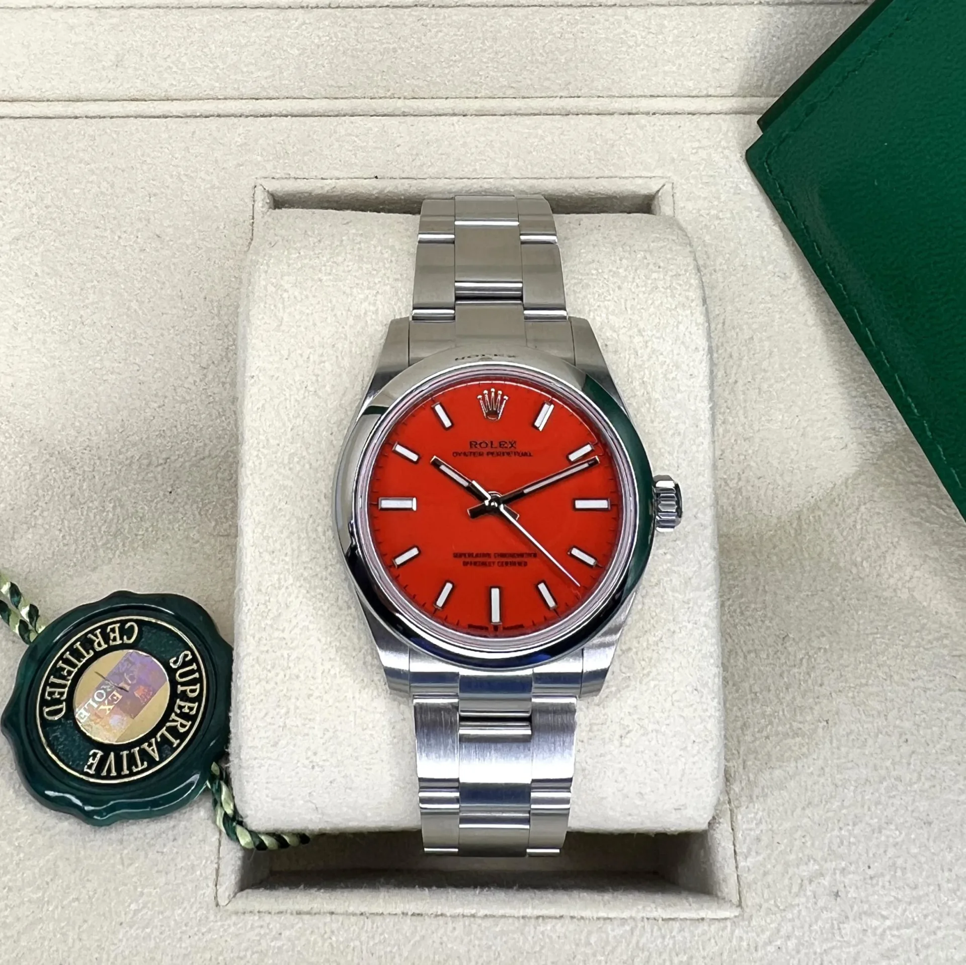 【Free Shipping】【Super Clone】RLX Oyster Perpetual 31mm 277200-0008 Coral Red Dial Oyster Bracelet Watch