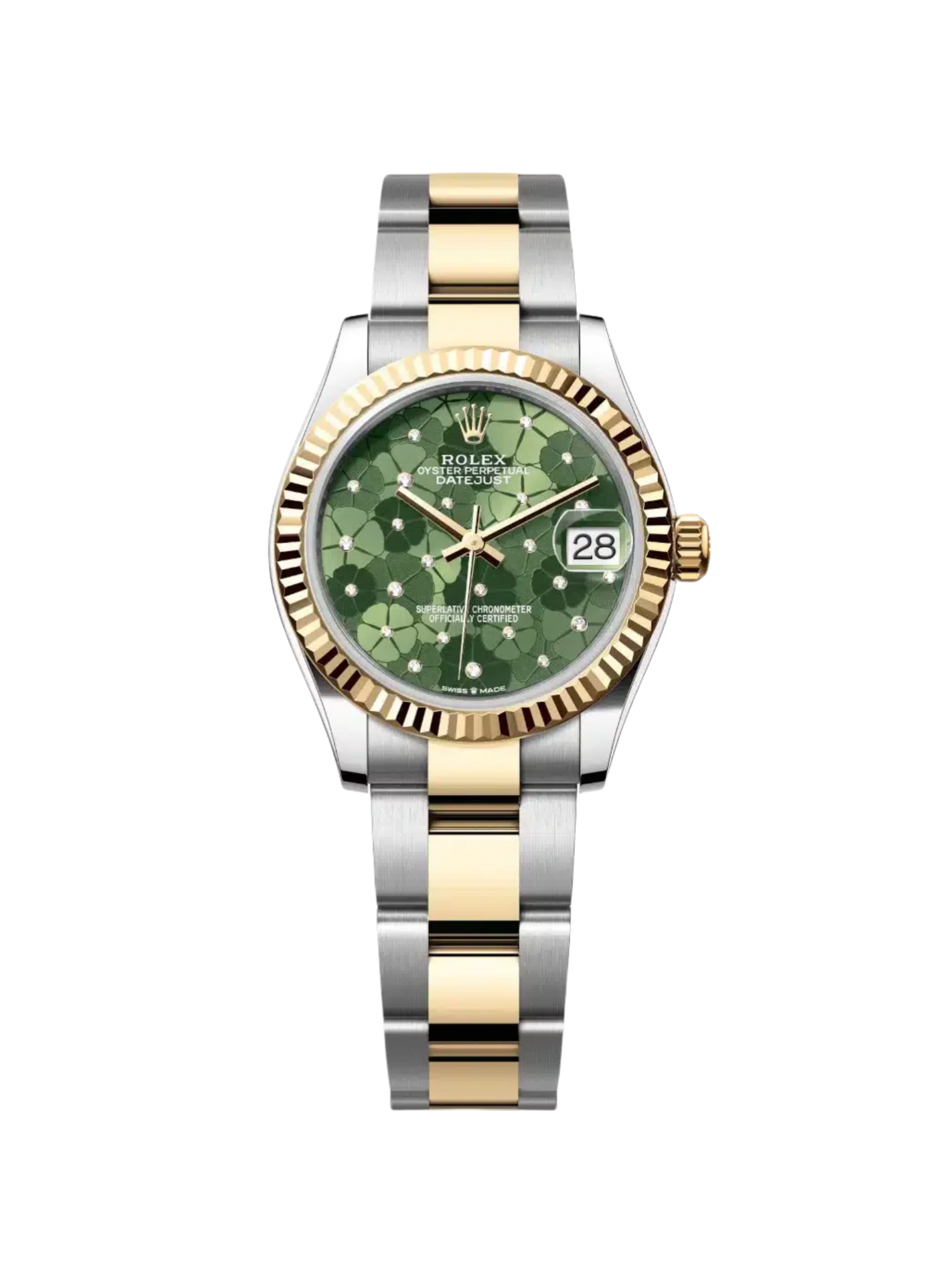 【Free Shipping】【Super Clone】RLX Datejust m278273-0031/0032 31mm Olive Green Floral Motif Dial Stainless Steel and Yellow Gold Oyster Watch