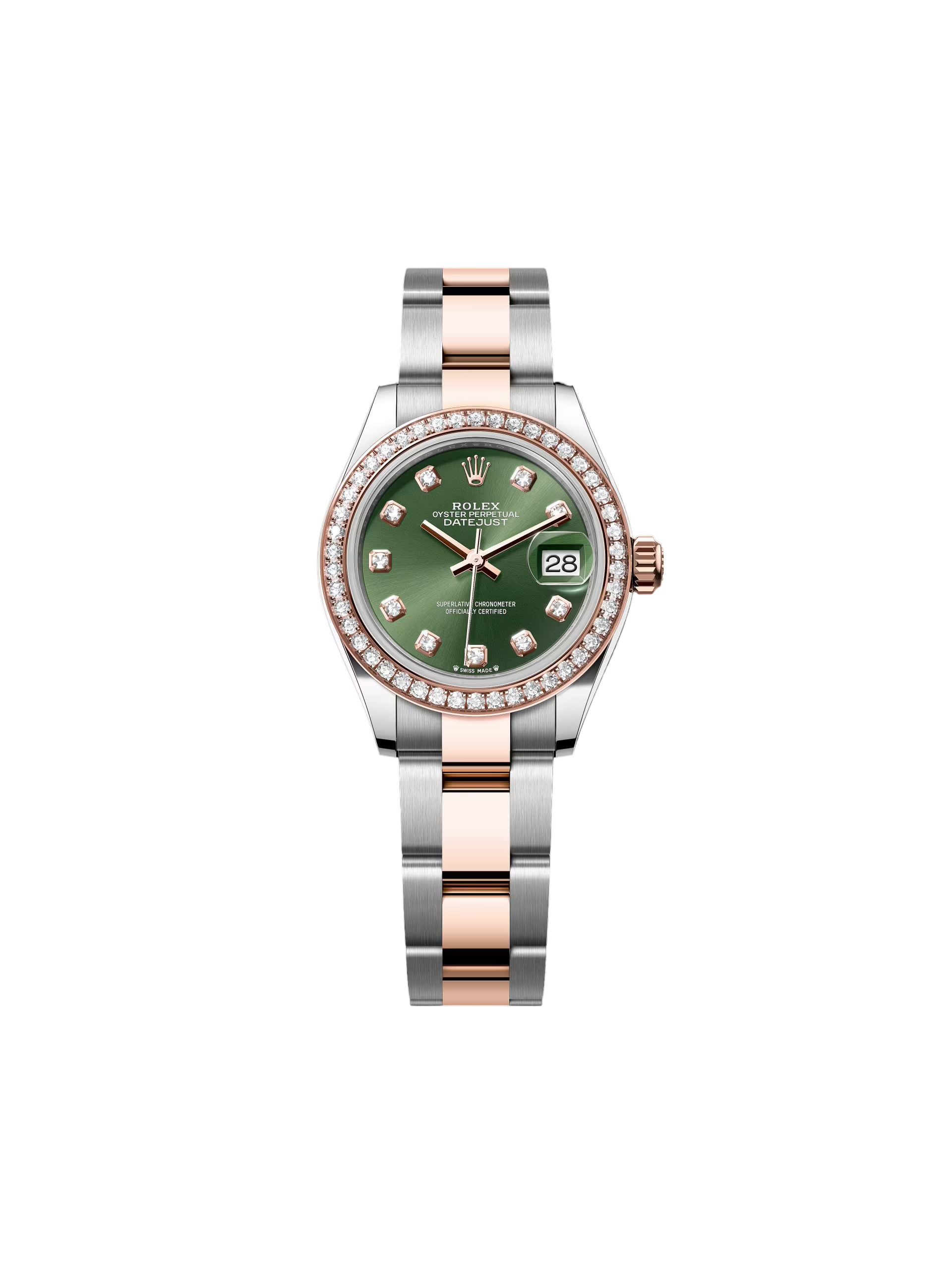【Free Shipping】【Super Clone】RLX Lady-Datejust 28mm 279381RBR Green Diamond Dial Oyster Bracelet
