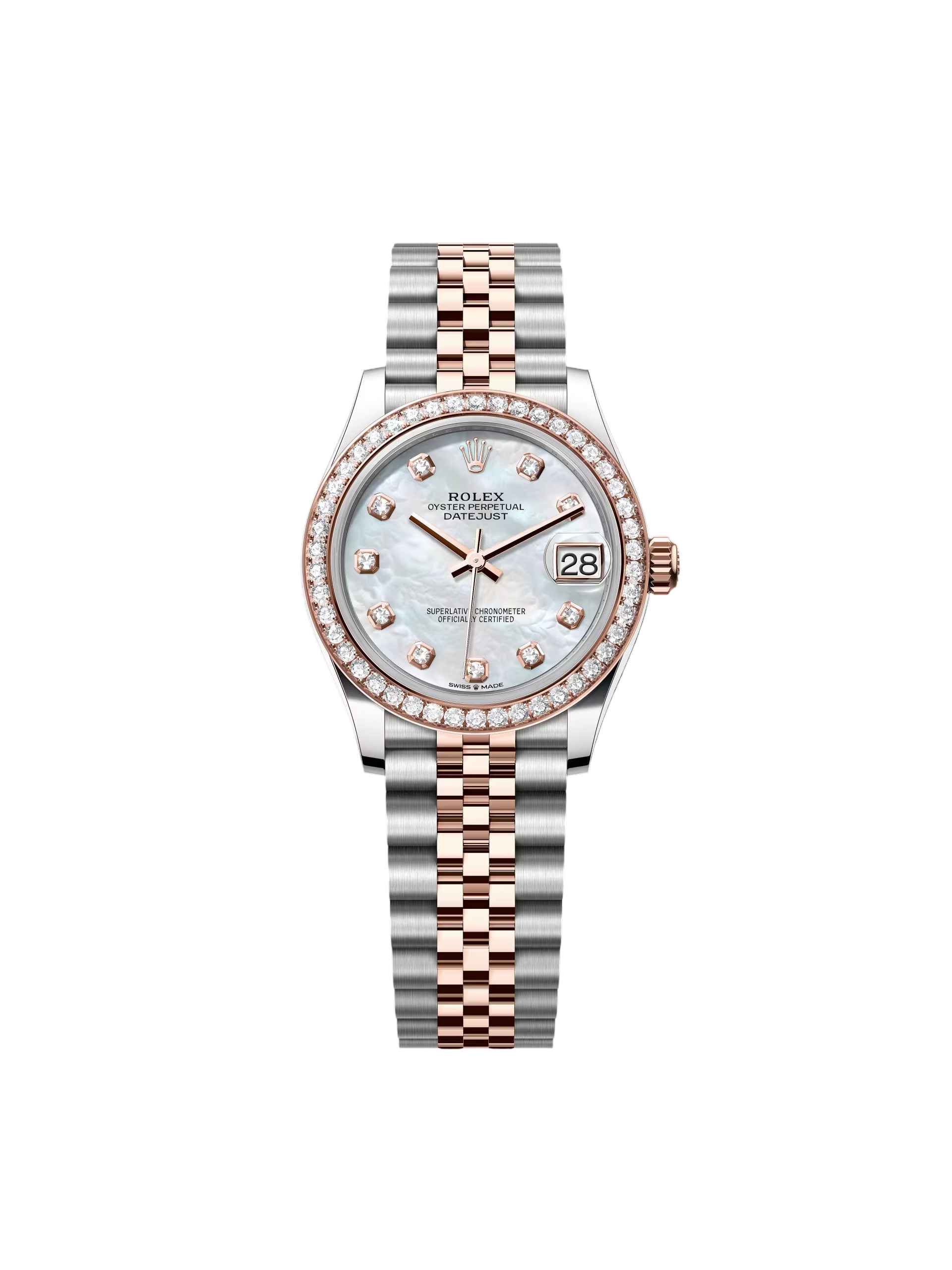 【Free Shipping】【Super Clone】RLX Datejust m278381-0025/0026 Mother-of-Pearl Diamond 31mm Dial Diamond-Set Bezel and Oyster Bracelet Watch