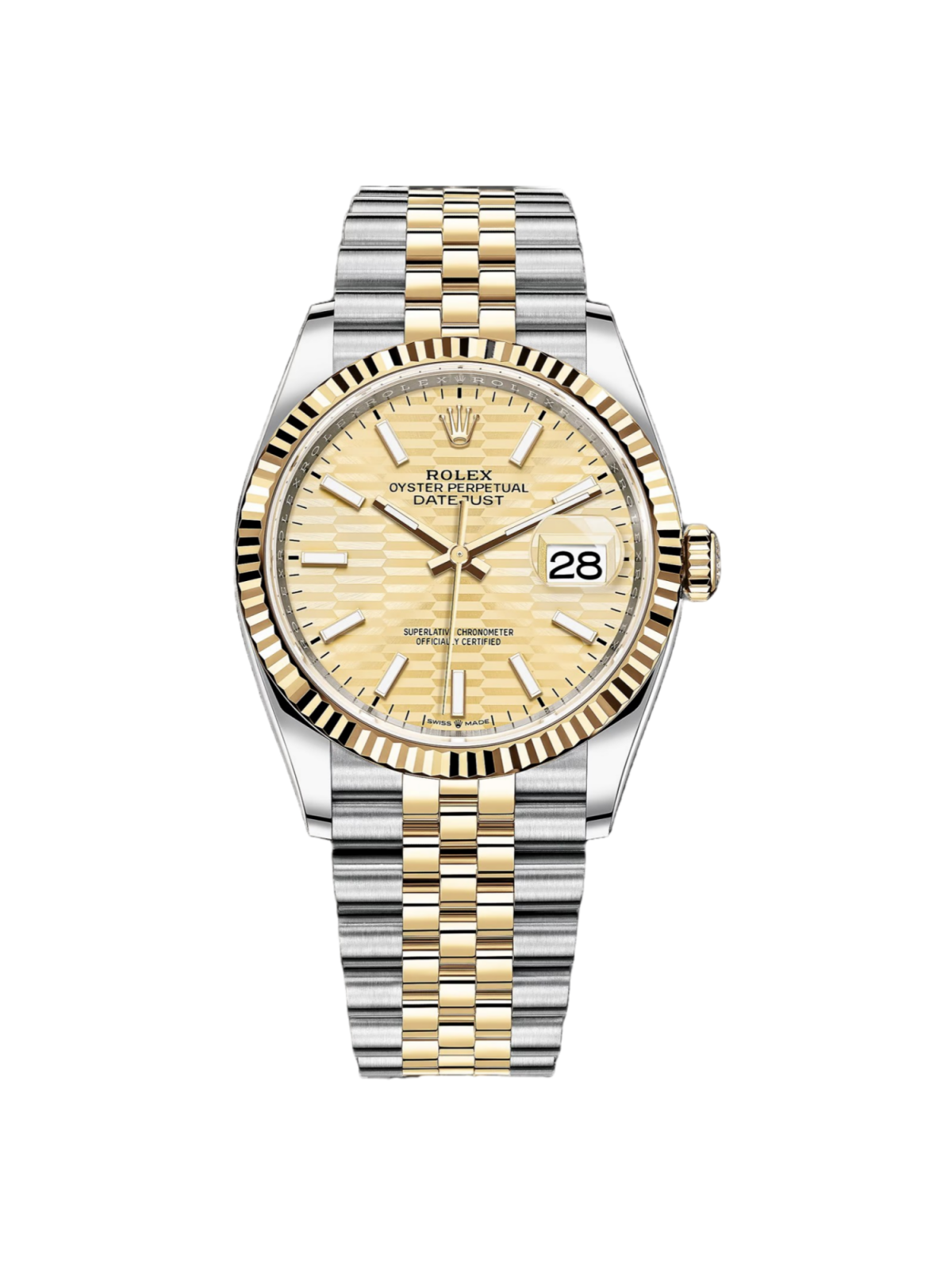 【Free Shipping】【Super Clone】RLX  Datejust 36mm 126233 Golden Fluted Motif 36mm Dial Oyster Bracelet