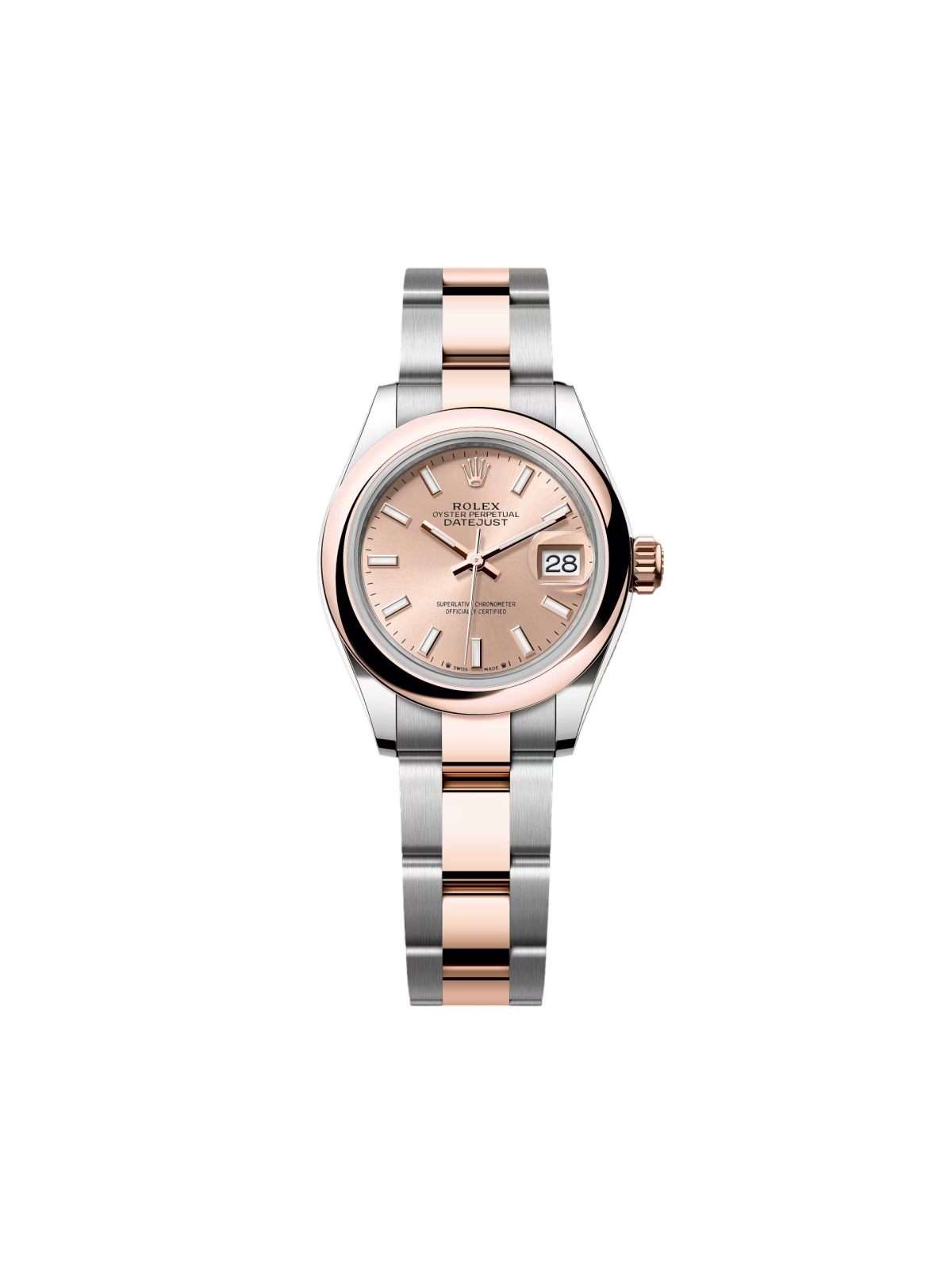 【Free Shipping】【Super Clone】RLX Lady-Datejust 28mm  279161 Rose Stick Dial, Two Tone Stainless Steel & 18K Rose Gold Oyster Bracelet Women's Watch