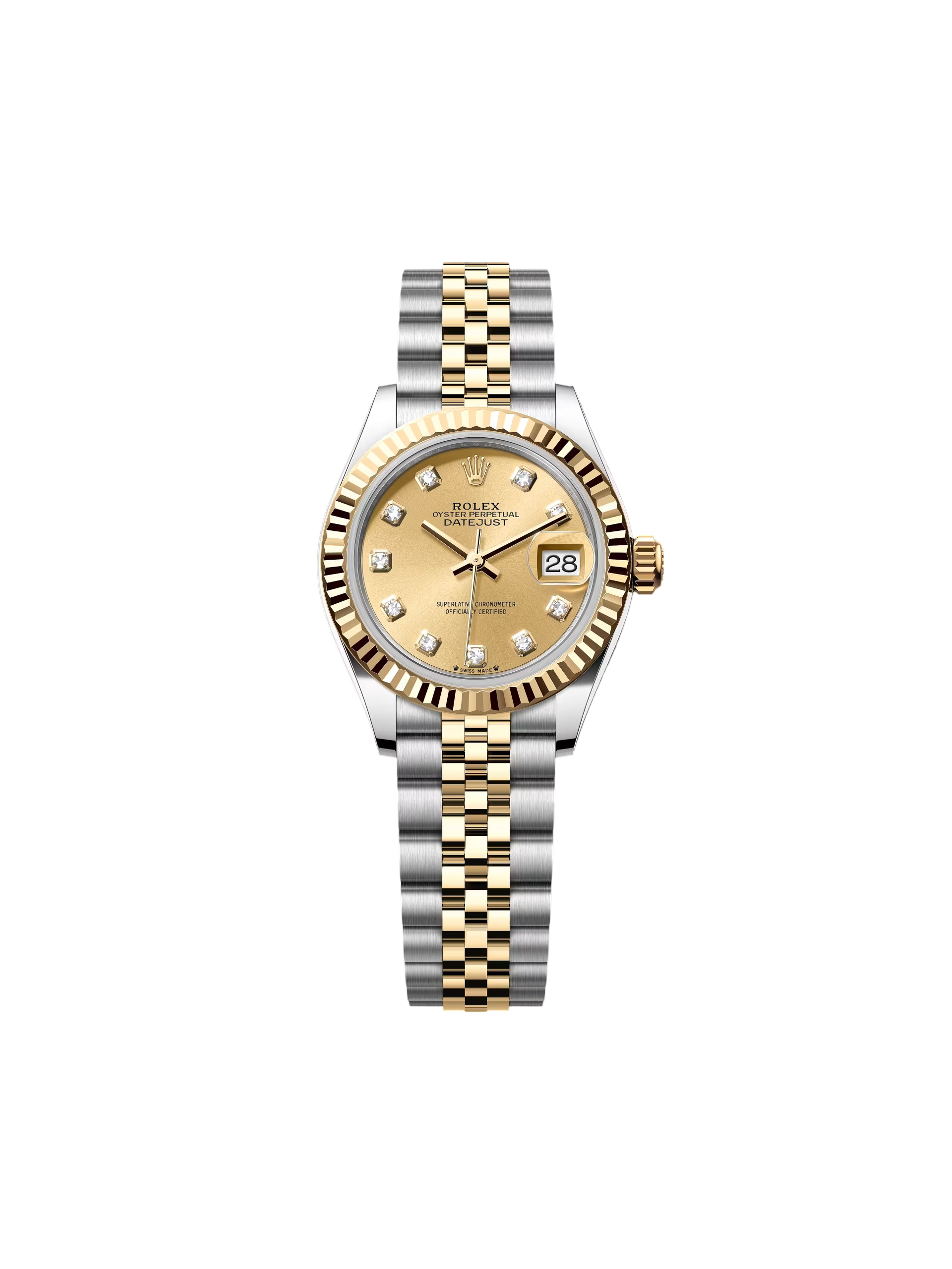 【Free Shipping】【Super Clone】RLX Lady-Datejust 28mm 279173 Champagne Diamond Dial Oyster Bracelet
