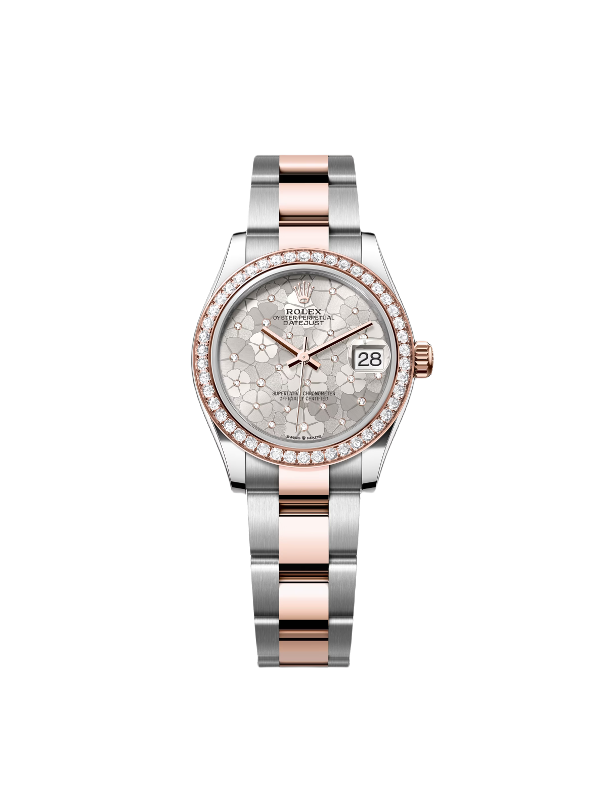 【Free Shipping】【Super Clone】RLX Datejust m278381-0031/0032 Silver Floral Motif Diamond Dial Diamond-Set Bezel 31mm
