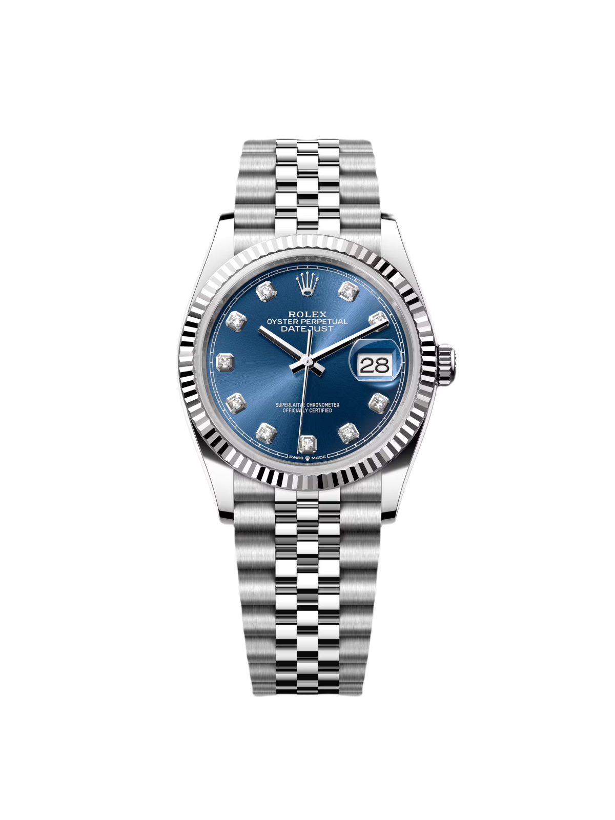【Free Shipping】【Super Clone】RLX  Datejust 36mm 126234 Blue Diamond Dial Stainless Steel Jubilee Mens Watch
