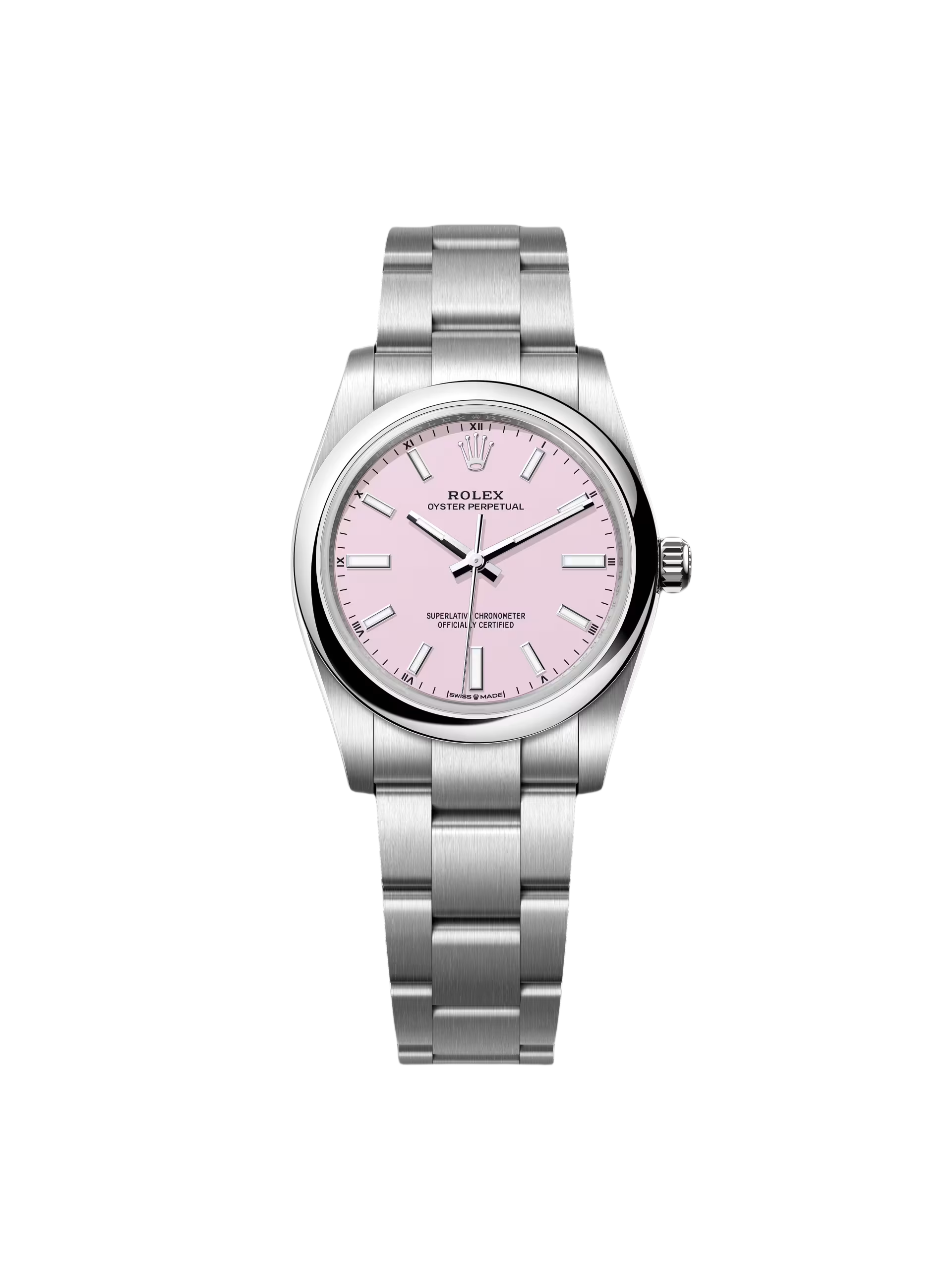 【Free Shipping】【Super Clone】RLX Oyster Perpetual 34mm 124200-0009 Pink Dial Oyster Stainless Steel Bracelet Watch