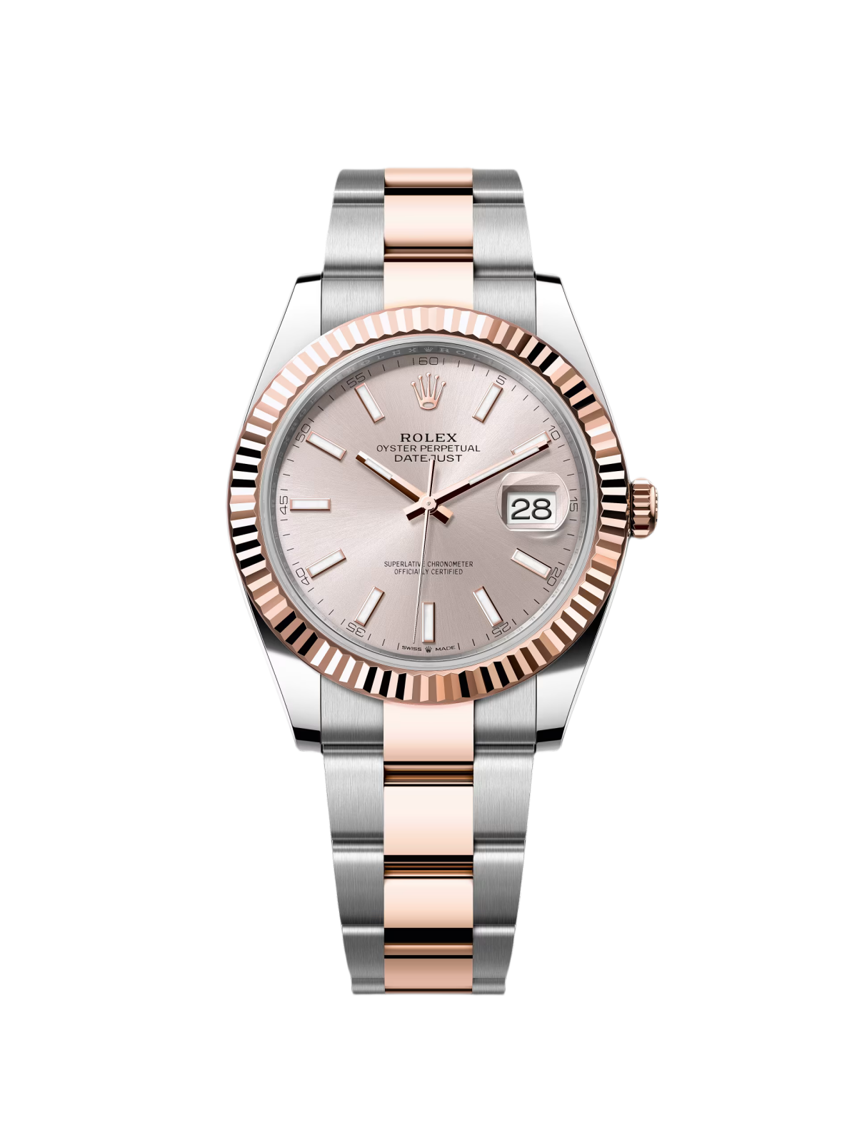 【Free Shipping】【Super Clone】RLX Datejust 41mm 126331 Sundust Index Oyster Steel and Everose Gold Watch