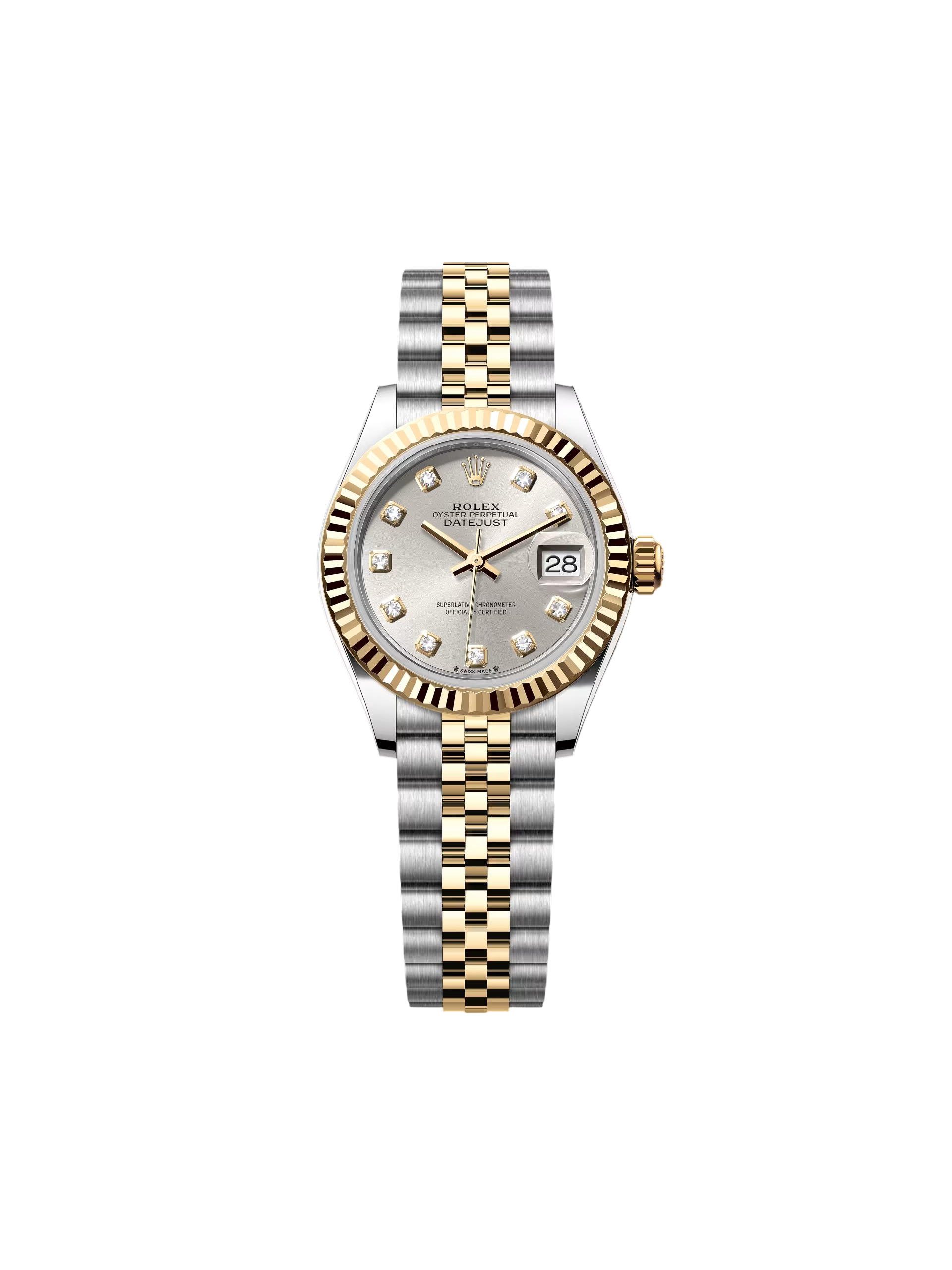 【Free Shipping】【Super Clone】RLX Lady-Datejust 28mm 279173 Silver Diamond Dial Oyster Bracelet